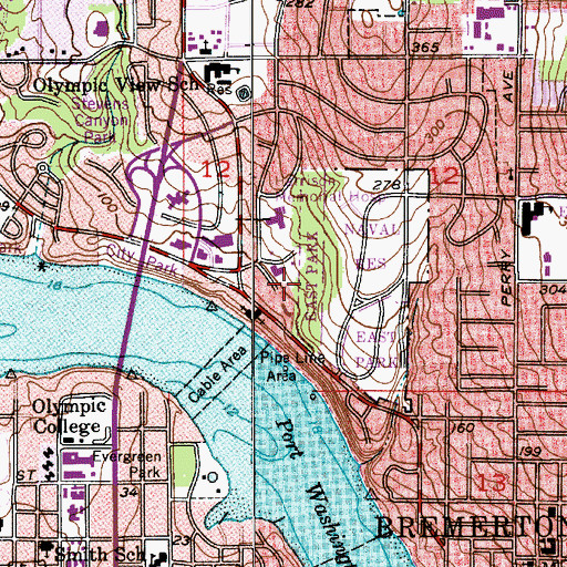 Topographic Map of Sheridan Park, WA