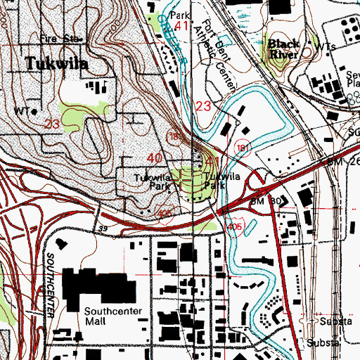 Topographic Map of Tukwila Park, WA