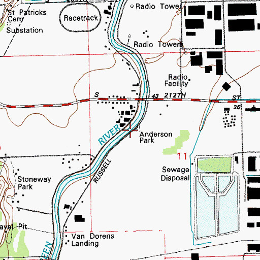 Topographic Map of Anderson Park, WA