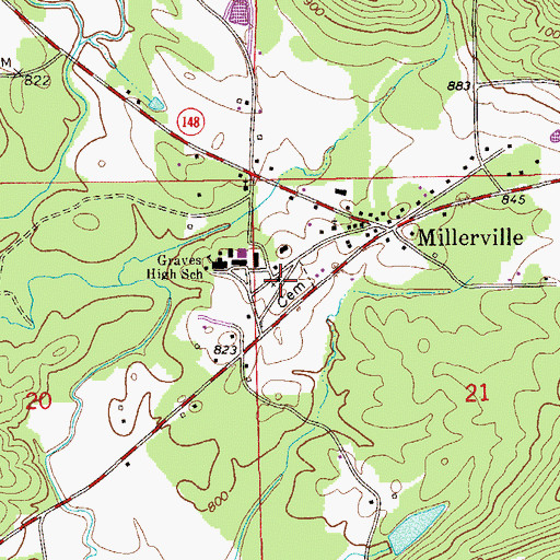 Topographic Map of Millerville Church, AL