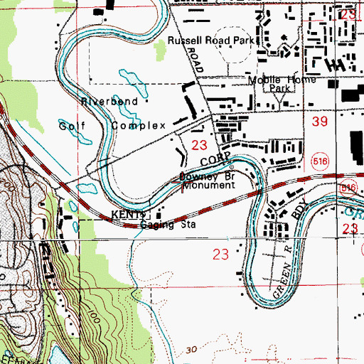 Topographic Map of Downey Bridge Monument, WA