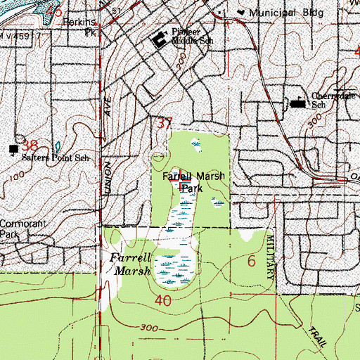 Topographic Map of Farrell Marsh Park, WA