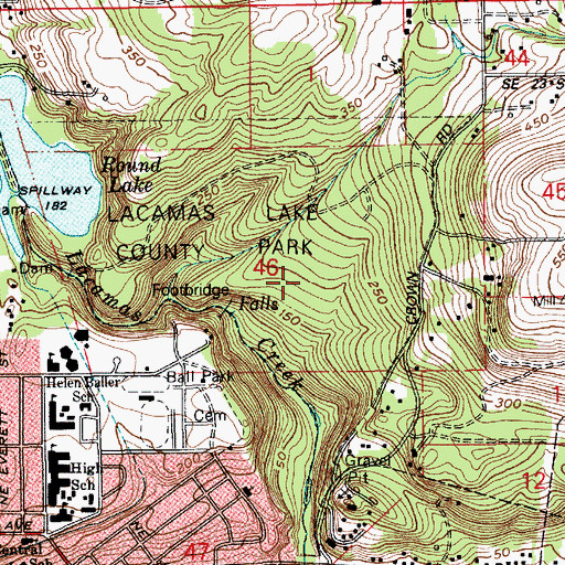 Topographic Map of Lacamas Park, WA