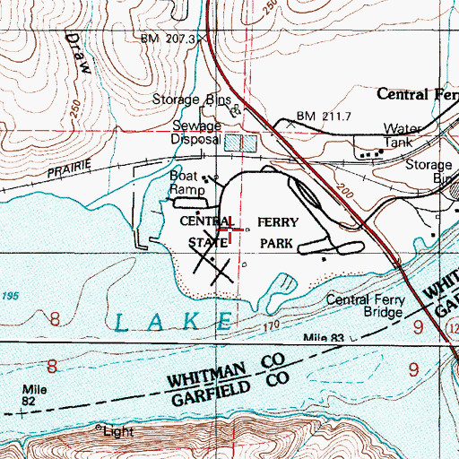 Topographic Map of Central Ferry State Park, WA