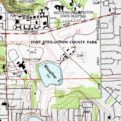 Topographic Map of Fort Steilacoom County Park, WA