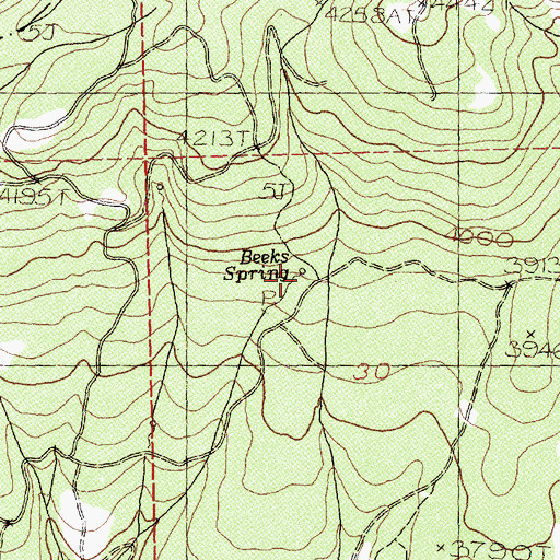 Topographic Map of Beeks Spring, WA