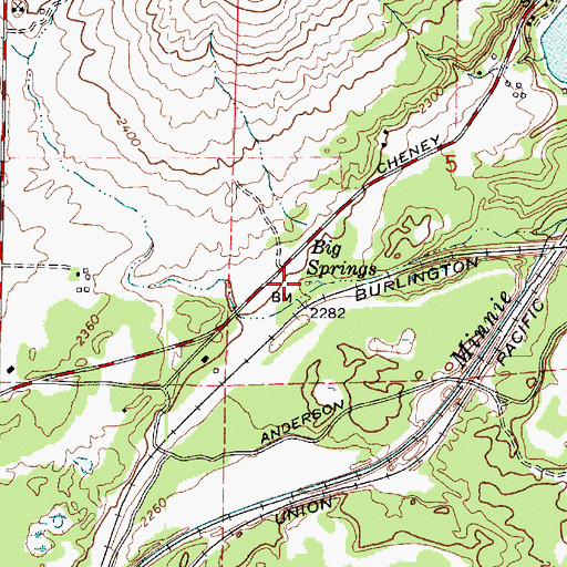 Topographic Map of Big Springs, WA
