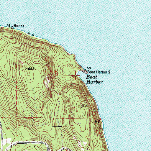 Topographic Map of Boat Harbor, WA
