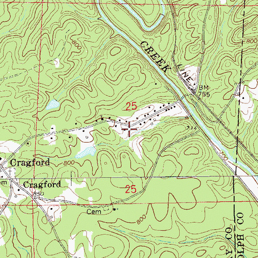 Topographic Map of Cockrell Placer Mine, AL