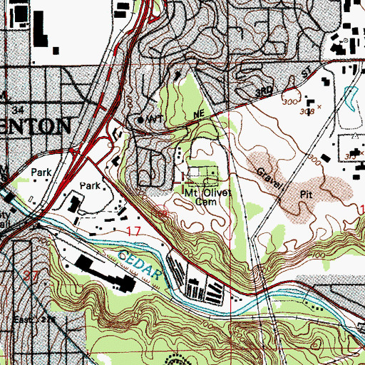 Topographic Map of Mount Olivet Cemetery, WA