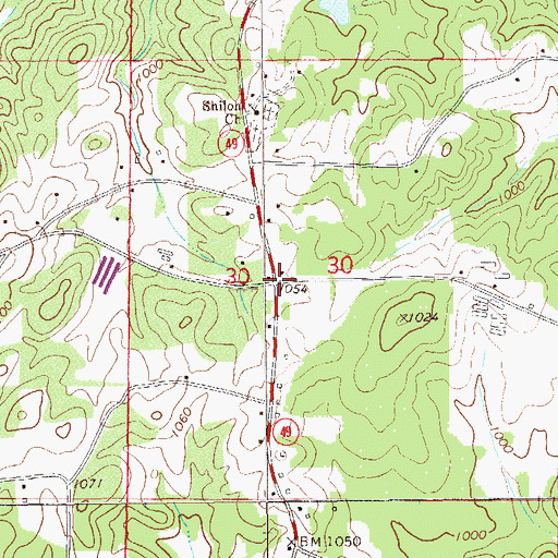 Topographic Map of Shiloh, AL