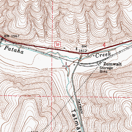 Topographic Map of Tatman Gulch, WA