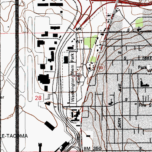 Topographic Map of Washington Memorial Park, WA