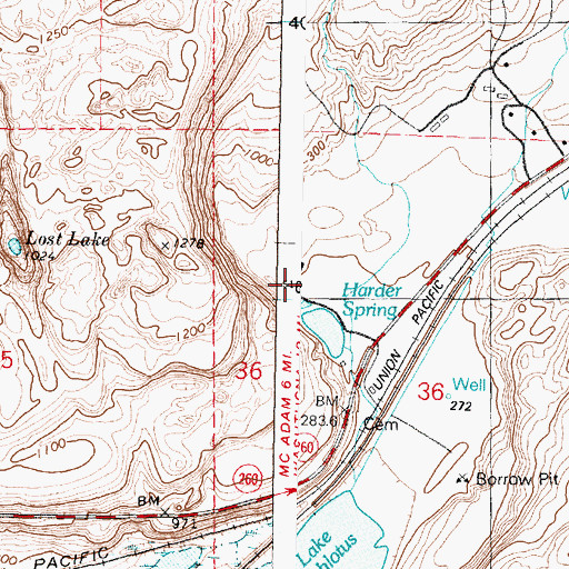 Topographic Map of Harder Spring, WA