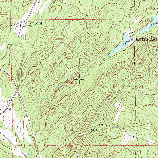 Topographic Map of Lineville Mine, AL