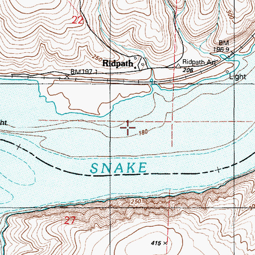Topographic Map of Ridpath, WA