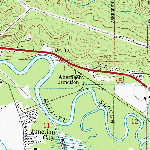 Topographic Map of Aberdeen Junction, WA