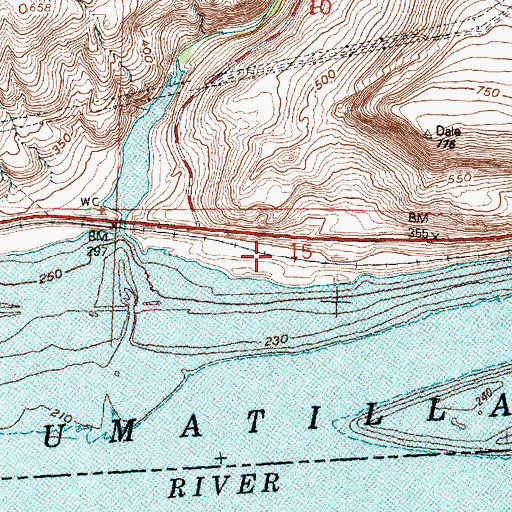 Topographic Map of Alderdale, WA
