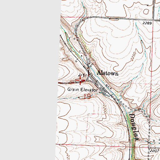 Topographic Map of Alstown, WA