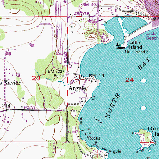 Topographic Map of Argyle, WA