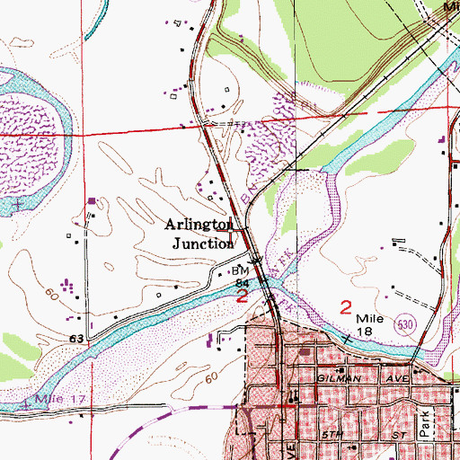 Topographic Map of Arlington Junction, WA