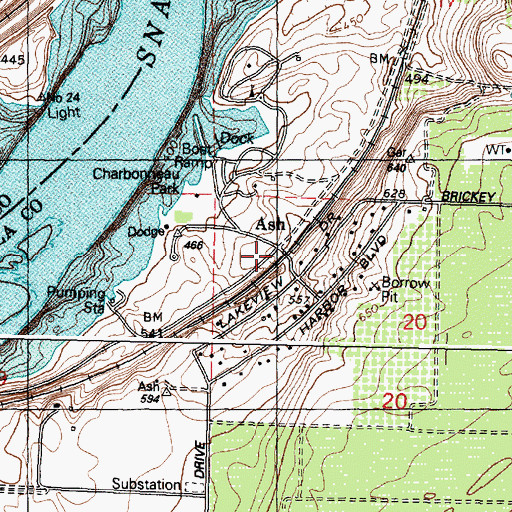 Topographic Map of Ash, WA