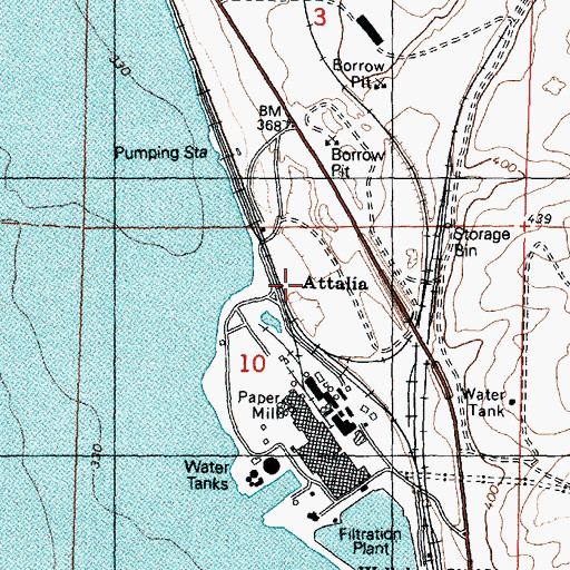 Topographic Map of Attalia, WA