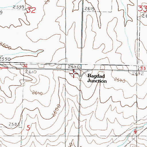 Topographic Map of Bagdad Junction, WA