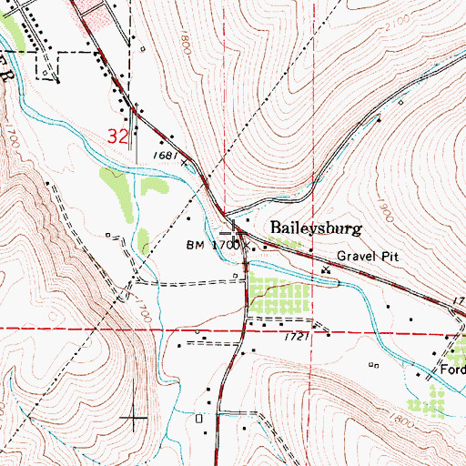 Topographic Map of Baileysburg, WA