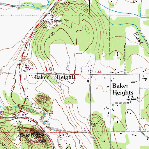 Topographic Map of Baker Heights, WA