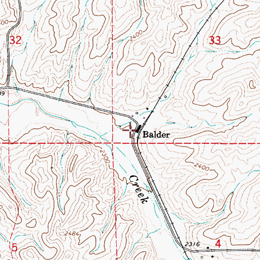 Topographic Map of Balder, WA