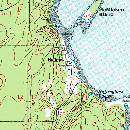 Topographic Map of Ballow, WA