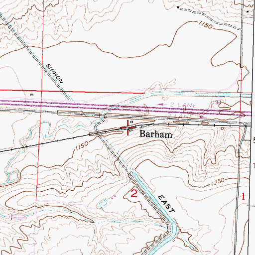 Topographic Map of Barham, WA