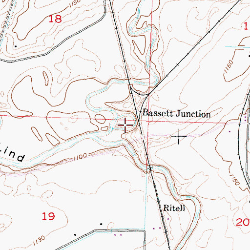 Topographic Map of Bassett Junction, WA