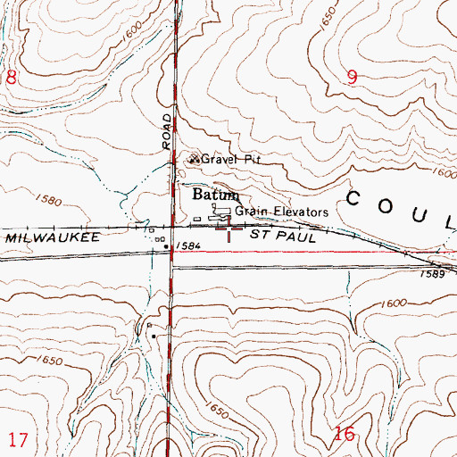 Topographic Map of Batum, WA