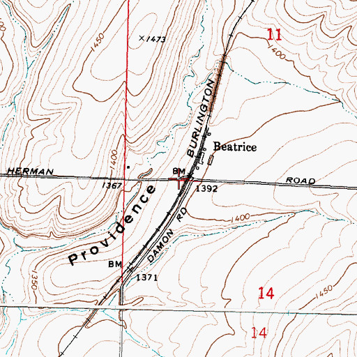 Topographic Map of Beatrice, WA