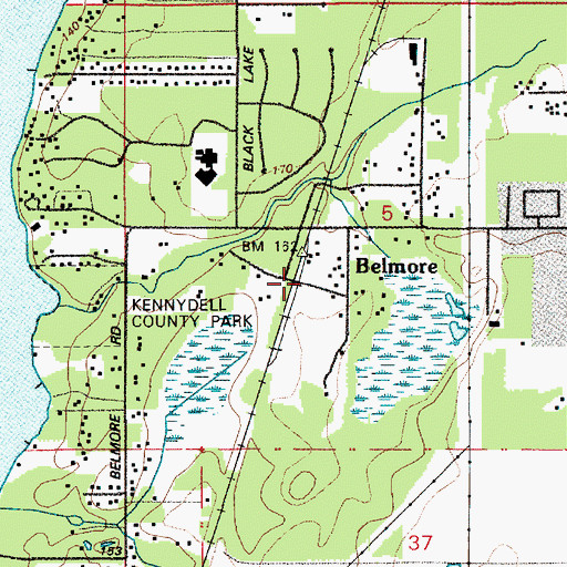 Topographic Map of Belmore, WA
