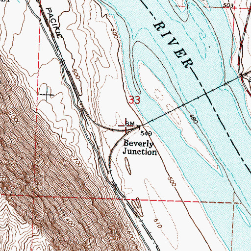 Topographic Map of Beverly Junction, WA