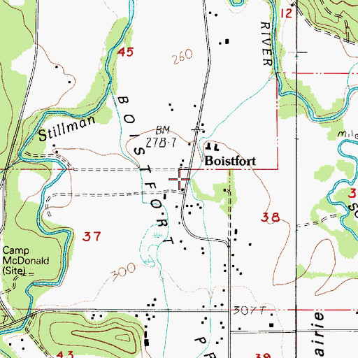 Topographic Map of Boistfort, WA