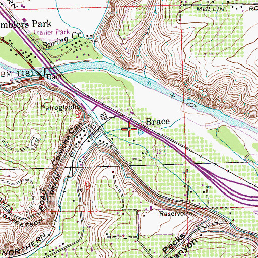 Topographic Map of Brace, WA