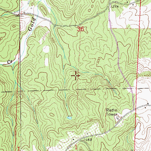 Topographic Map of Alabama Gold and Mica Mine, AL