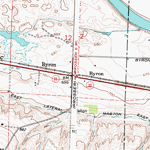 Topographic Map of Byron, WA