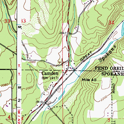 Topographic Map of Camden, WA