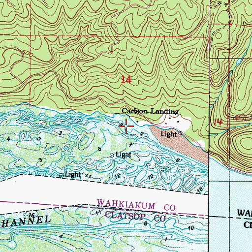 Topographic Map of Carlson Landing, WA