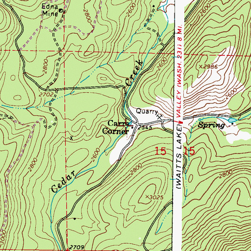 Topographic Map of Carrs Corner, WA