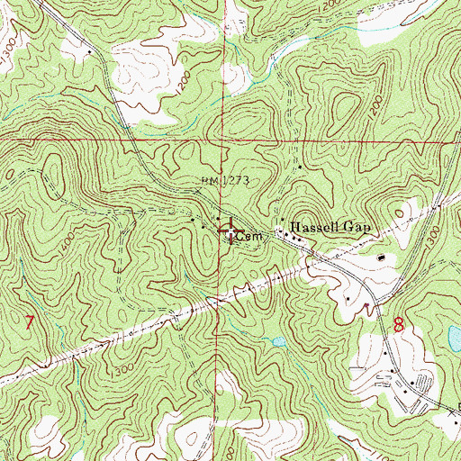 Topographic Map of Hassell Cemetery, AL