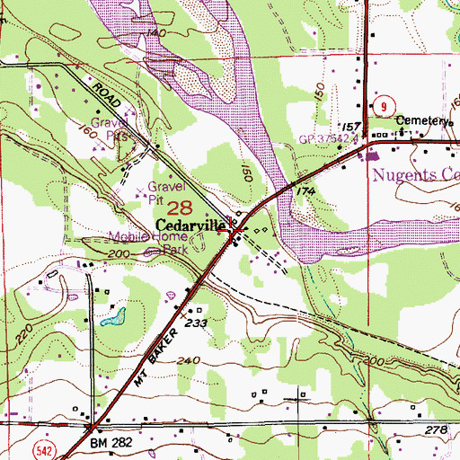 Topographic Map of Cedarville, WA