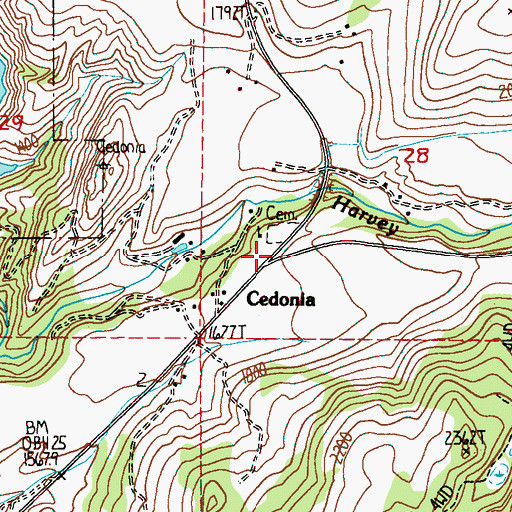 Topographic Map of Cedonia, WA