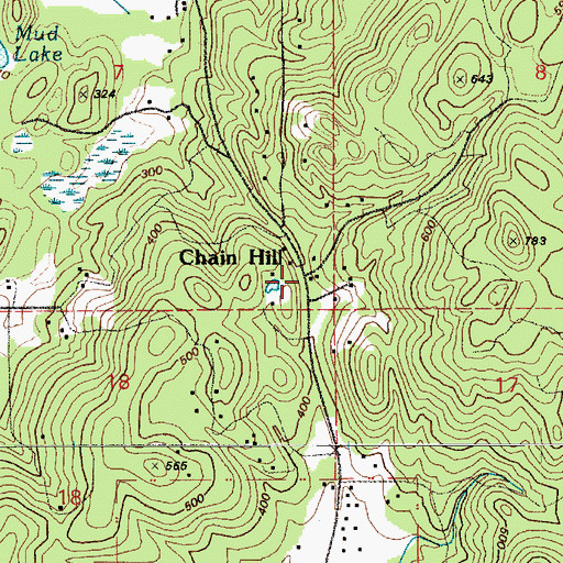 Topographic Map of Chain Hill, WA