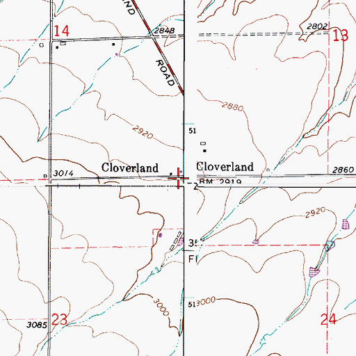 Topographic Map of Cloverland, WA